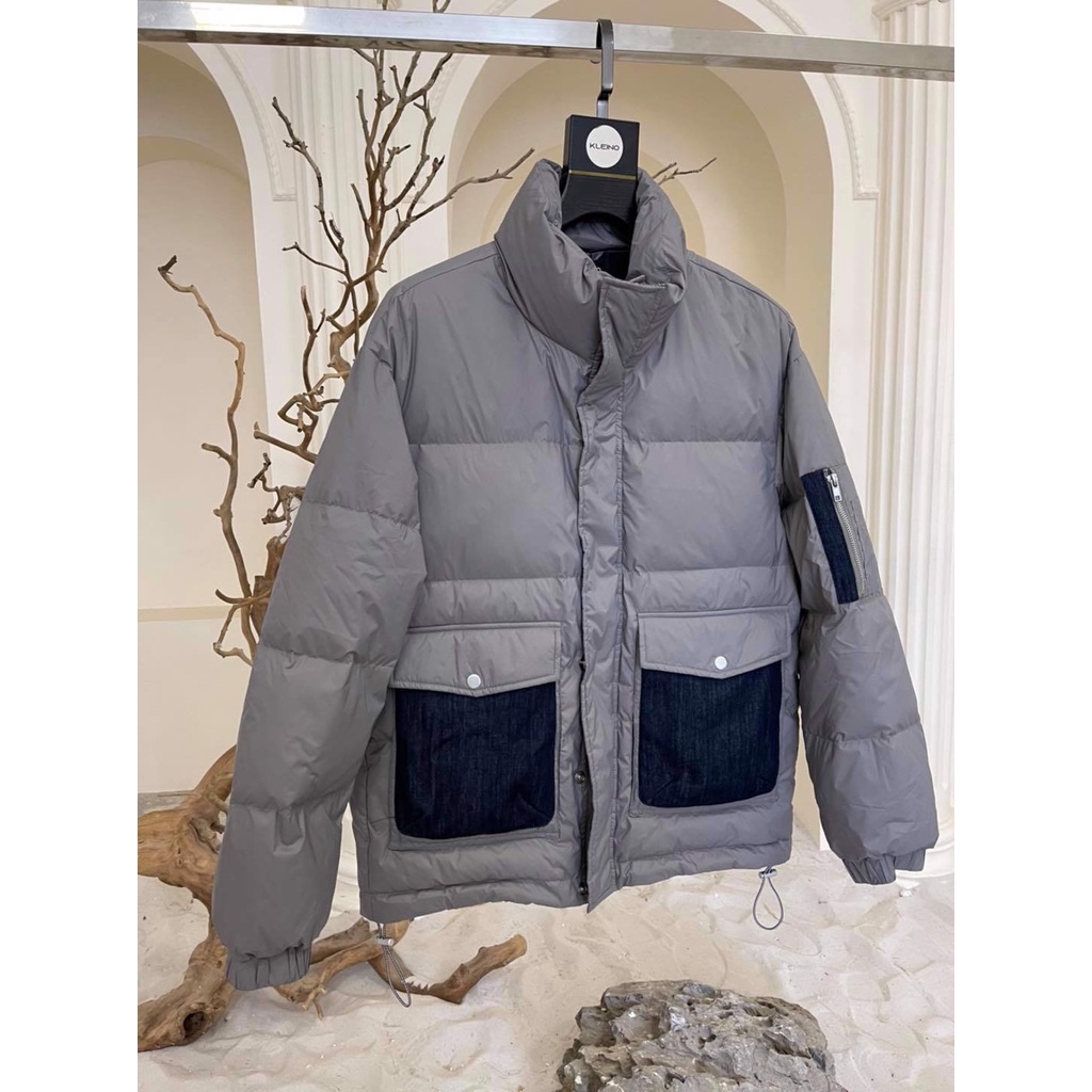 Áo khoác phao lông vũ Puffer Mix Denim Jacket - GREY