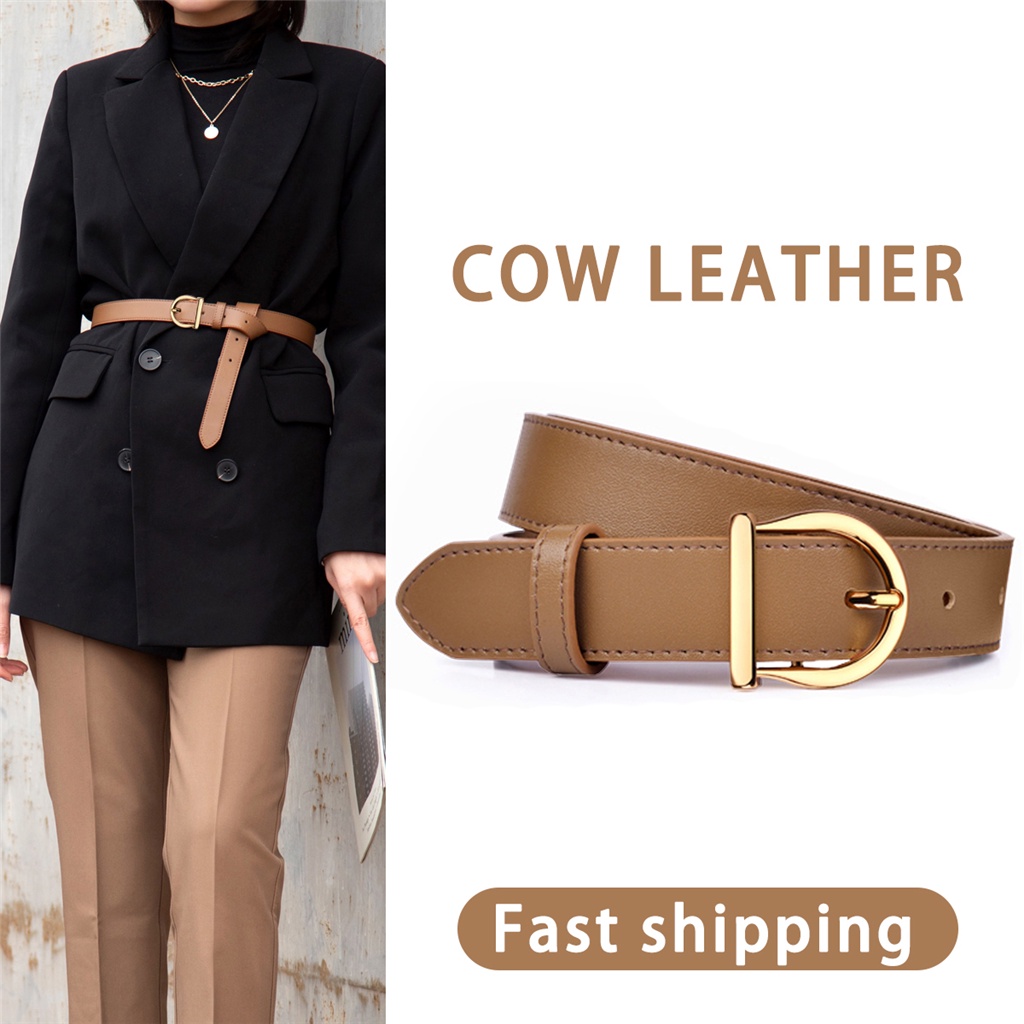 Thắt Lưng Da Thật Mỏng Chống Gió Chất Lượng Cao Cho Nữ