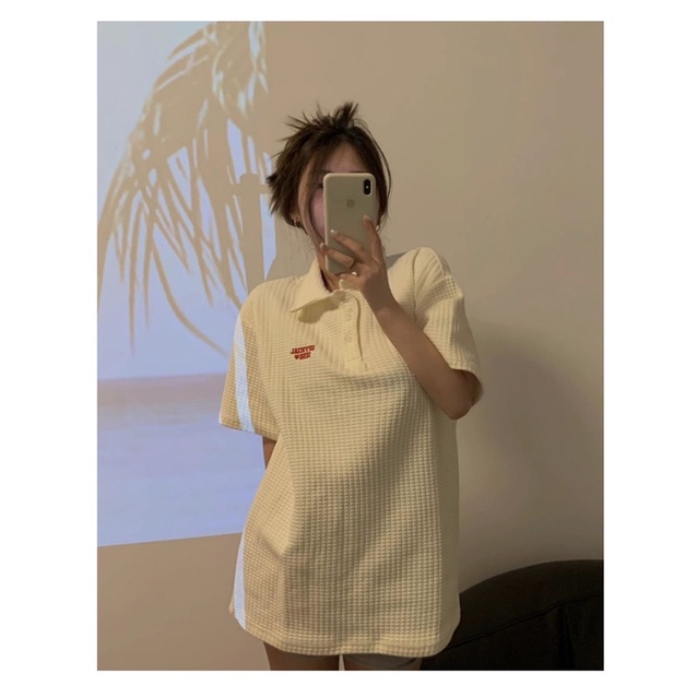 ÁO POLO PHONG CÁCH ULZZANG / ÁO POLO TAY LỠ HÌNH THÊU LINHLASTORE