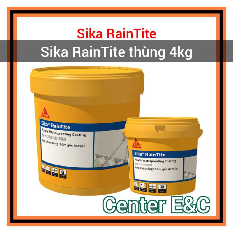 Sơn chống thấm Sika Raintite 4kg - Sơn chống thấm tường ngoài nhà gốc Acrylic