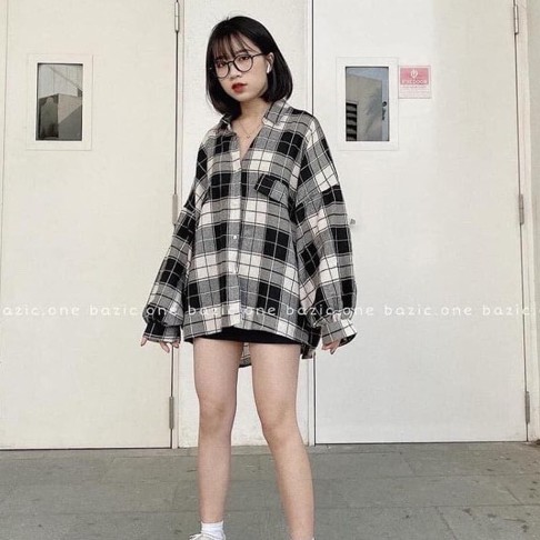 [ Mã WASTAPR giảm 10K đơn 50K] Áo sơ mi kẻ dài tay vintage dáng thụng | BigBuy360 - bigbuy360.vn