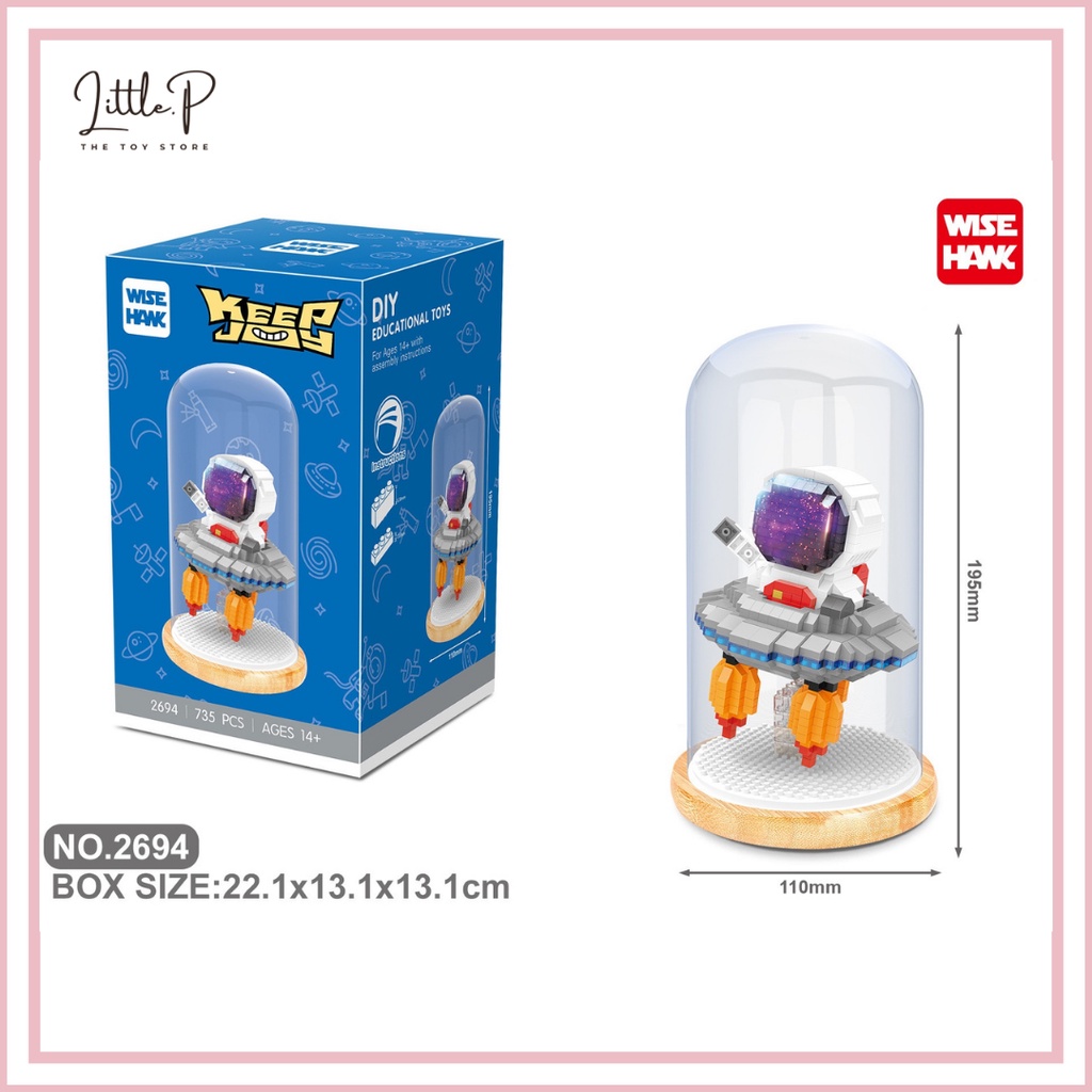 Lego Nanoblock - Đồ chơi lắp rắp mô hình 3D Decor Phi hành gia phiên bản lồng kính