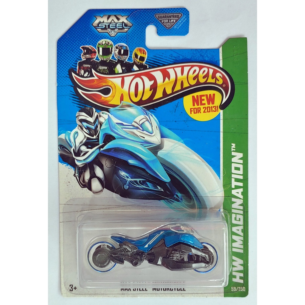 Xe mô hình tỉ lệ 1:64 Hot Wheels T-25-2 Max Steel Motorcycle xanh da trời