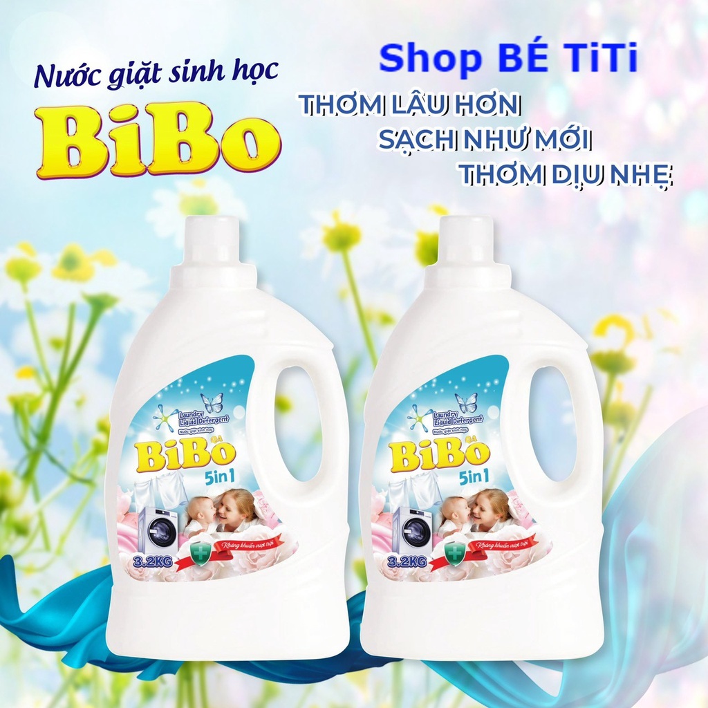 Nước giặt BiBo Nước giặt Sinh Học BIBO 5 Trong 1 Can 3,2l Hương Thơm Dịu Nhẹ An Toàn Cho Bé Công Nghệ Hàn Quốc