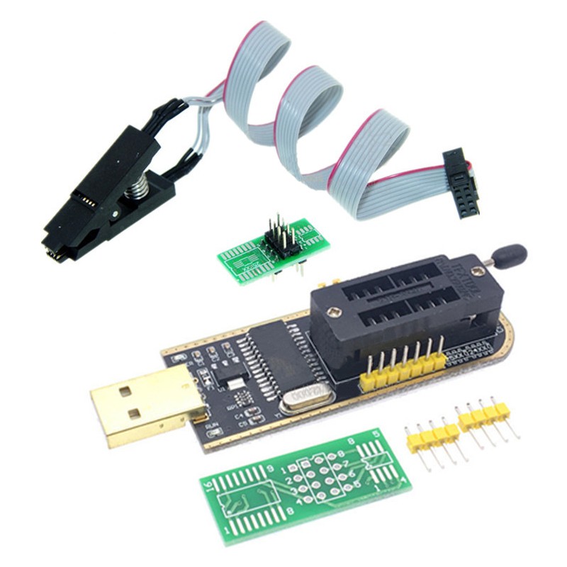 Mô-đun lập trình USB BIOS Flash CH341A 24 25 Dòng EEPROM + kẹp kiểm tra SOIC8 SOP8 cho EEPROM 93CXX / 25CXX / 24CXX