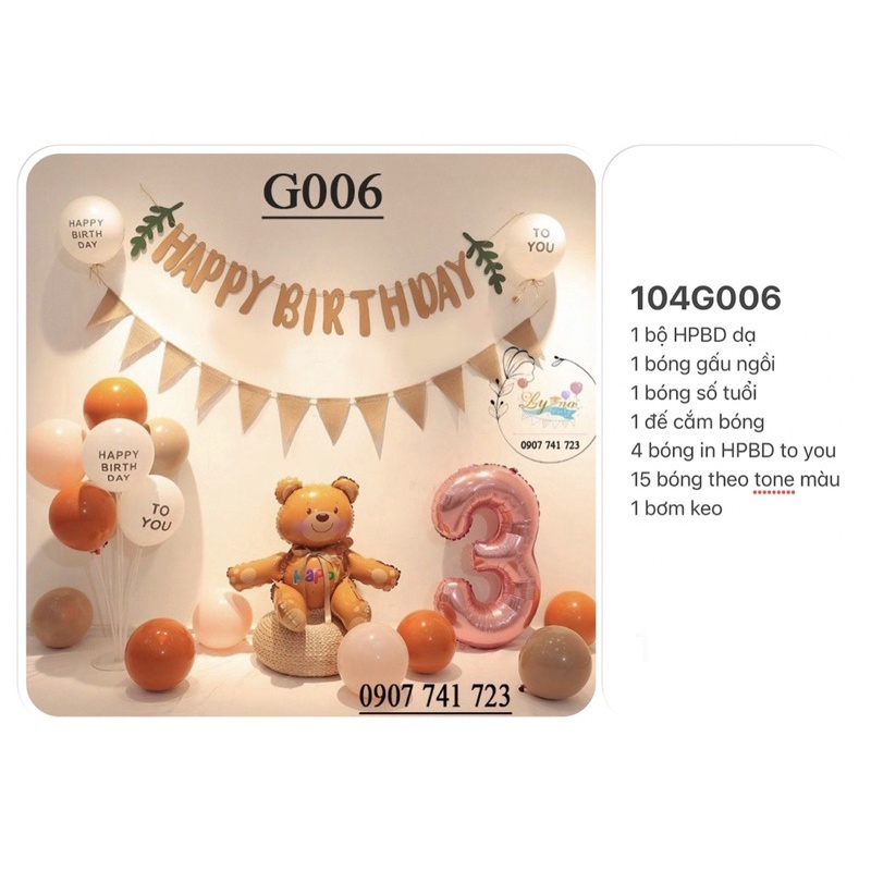 Set bong bóng phụ kiện sinh nhật-trang trí cho bé trai và gái-LynaShop