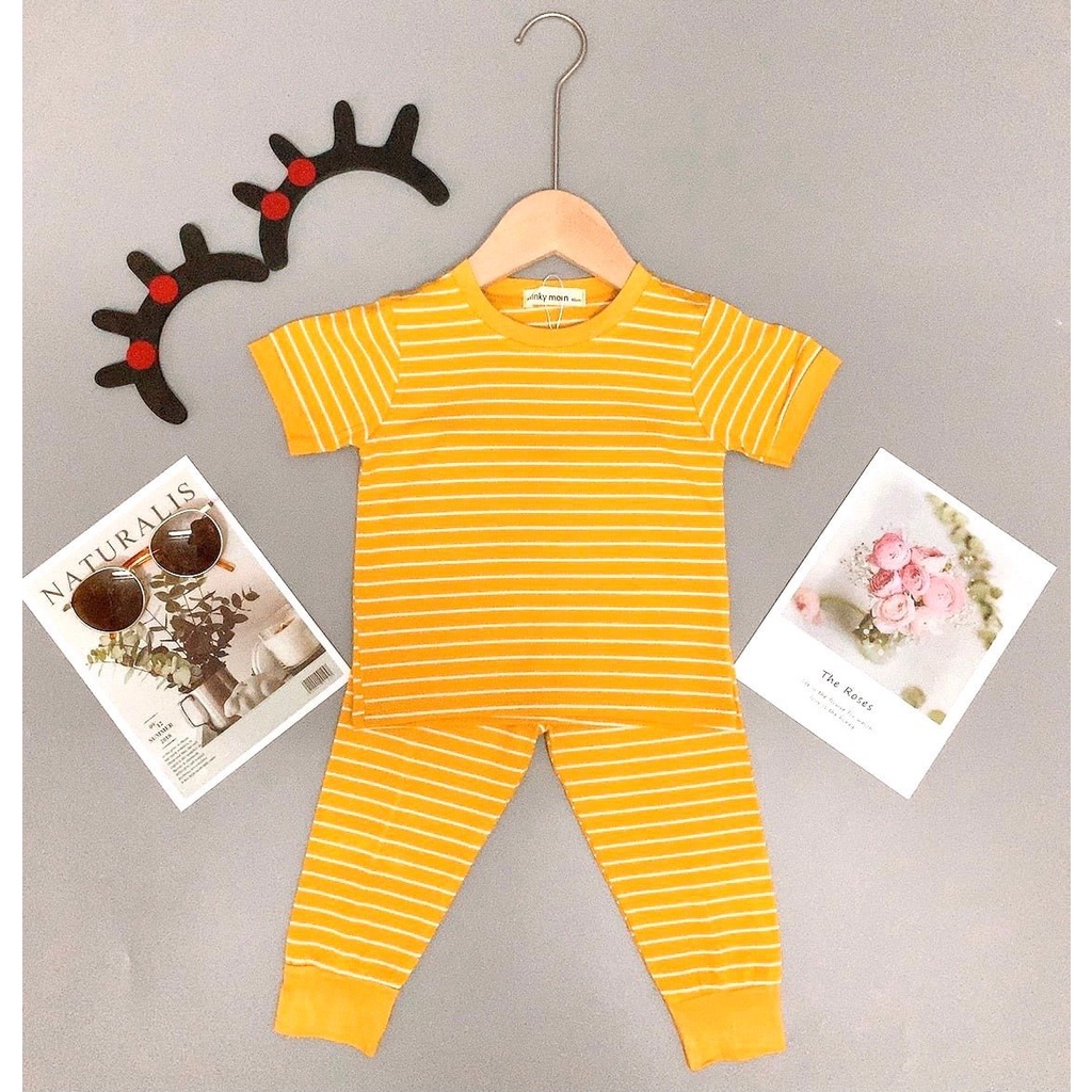 Đồ bộ cộc kẻ quần dài dành cho bé trai bé gái chất liệu cotton mềm mại ATKID Việt Nam