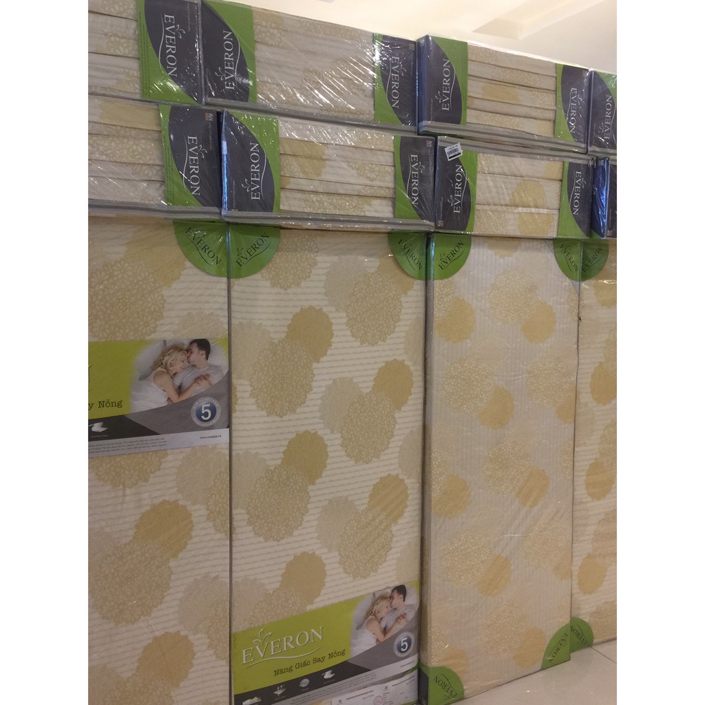 Đệm bông ép EVERON 160 x 200 dày 5 cm chính hãng, gập 3 tấm/ miếng/ mảnh, 1,6m x 2m, kháng khuẩn, nệm bông ép cứng,mềm