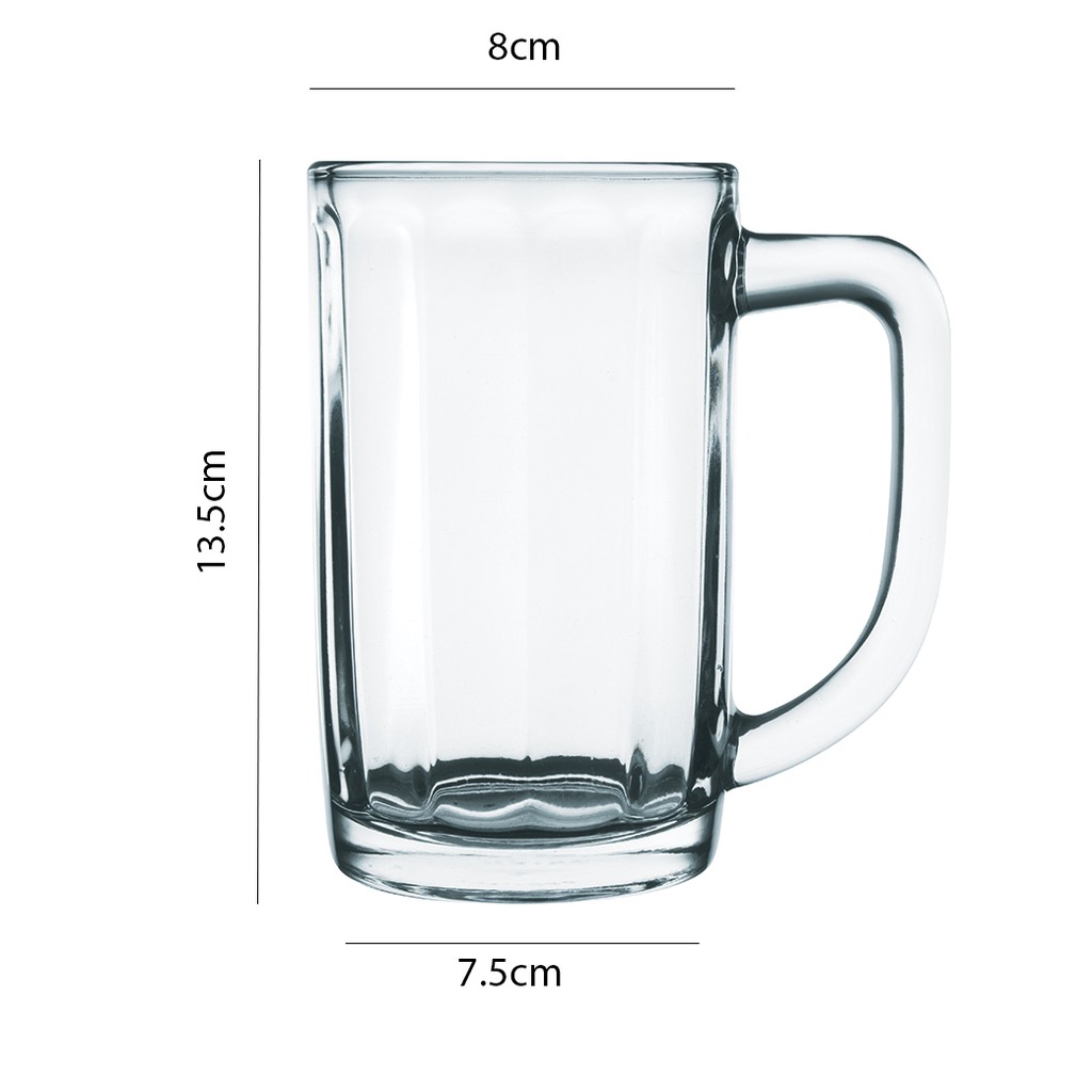 Ly thủy tinh có quai cầm uống bia BIGSIZE 500ml UG366 | Hàng nhập khẩu Thái Lan