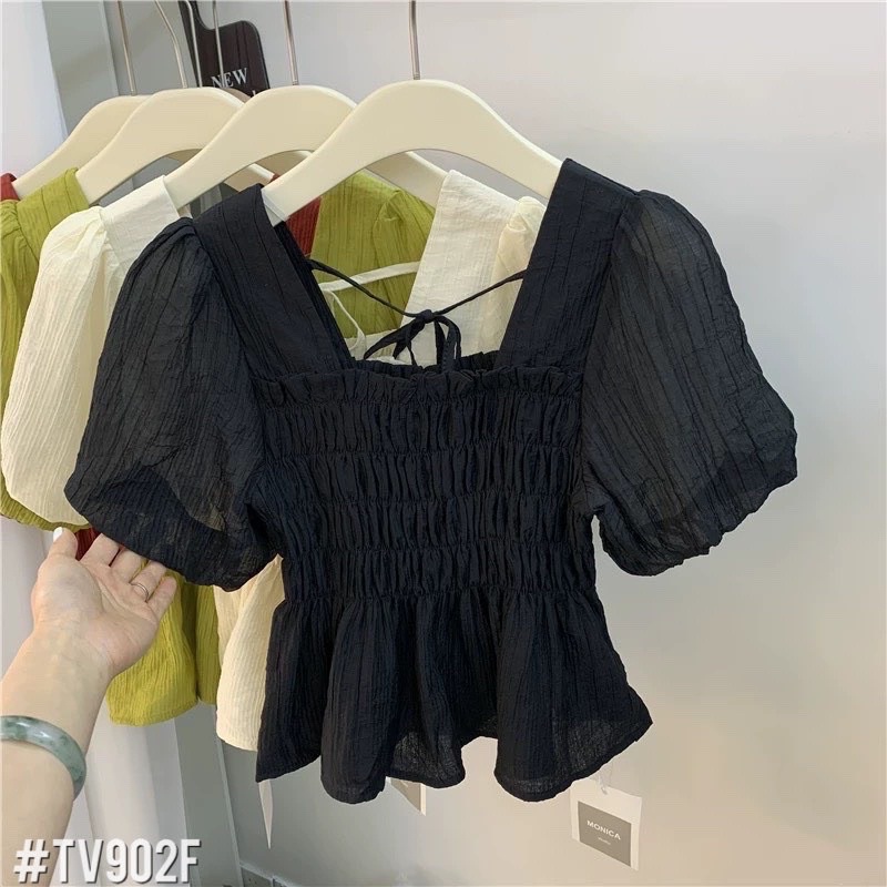 Áo Babydoll bo chun ngực tay bồng nữ m140