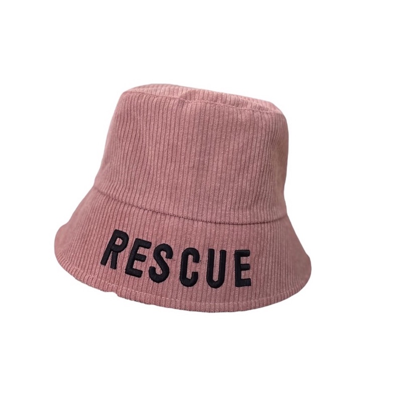 MŨ BUCKET NHUNG TĂM THÊU NỔI LOGO CHỮ RESCUE HOT HIT - BUCKET NAM/NŨ