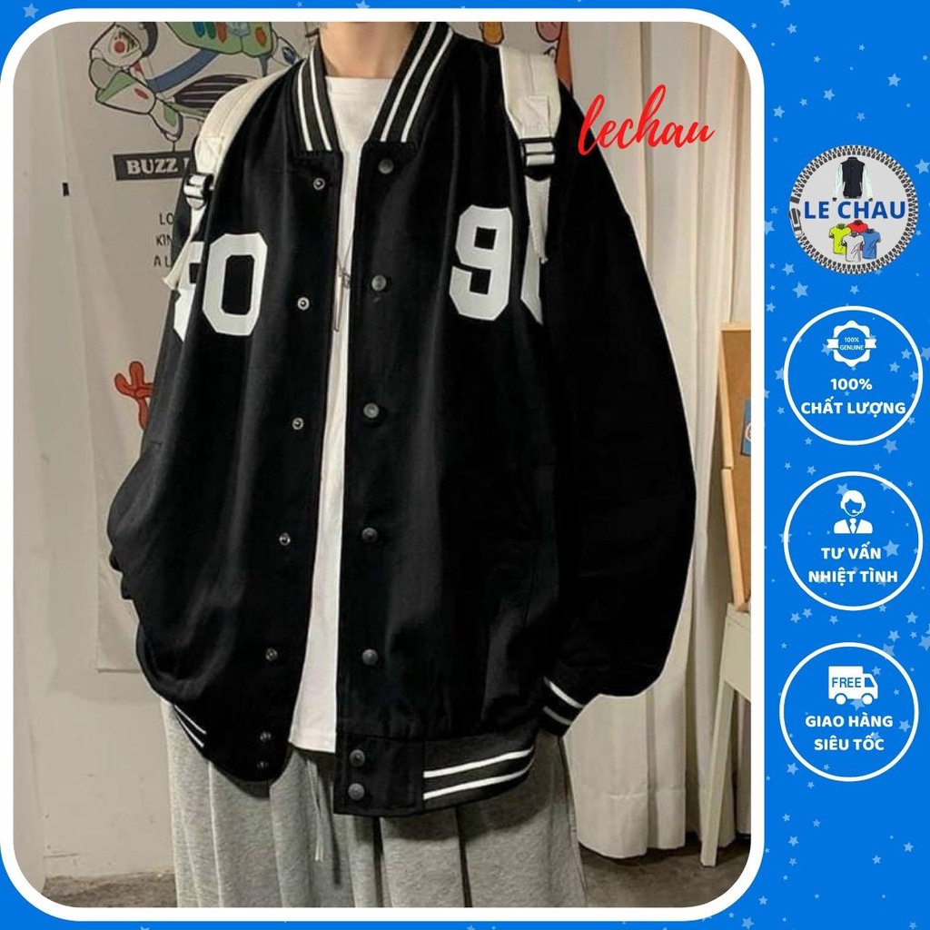 Áo khoác dù bóng chày kiểu dáng bomber unisex form rộng AKD12 LECHAU street style cực chất