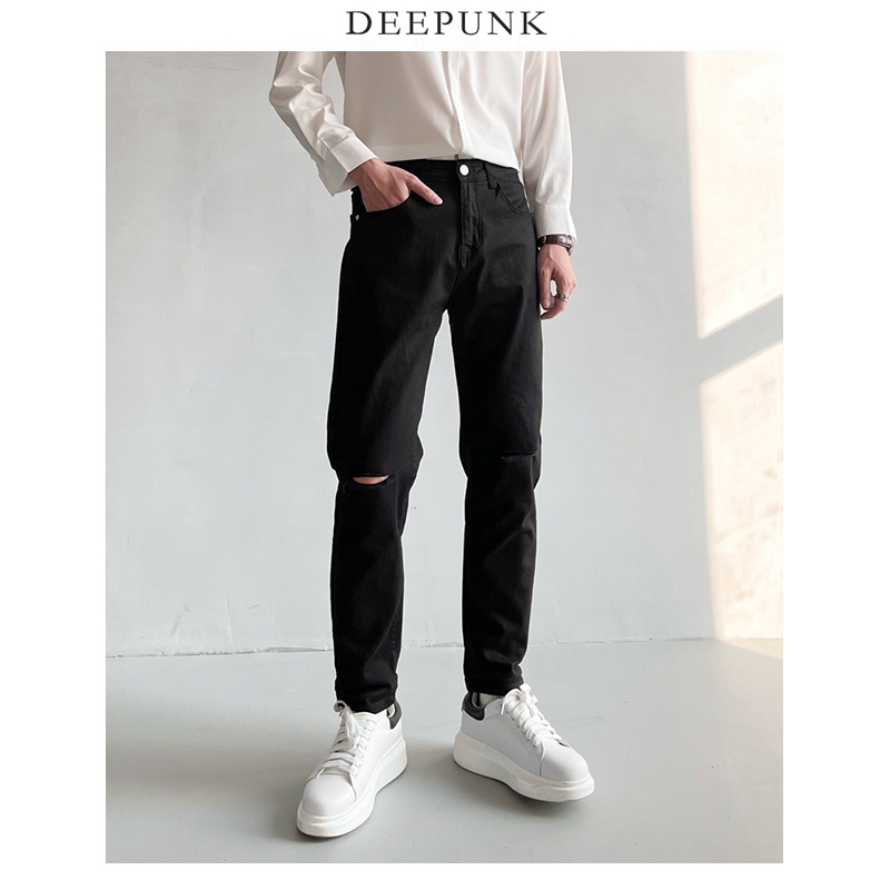 Quần jean nam rách gối - quần bò nam phong cách hotboy chuẩn men