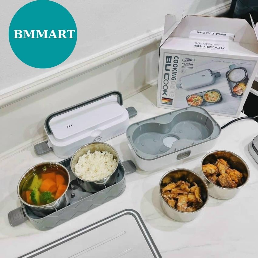 Hộp Ủ Cơm Văn Phòng Cắm Điện 2 Tầng 4 Ngăn, Cà Mên Cơm Giữ Nhiệt Hâm Nóng Thức Ăn Cao Cấp Và Tiện Dụng BMmart