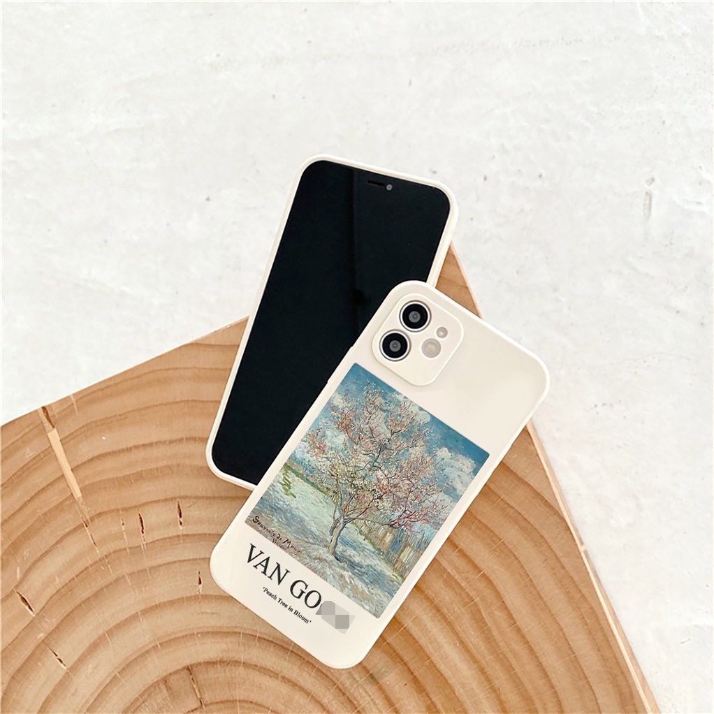 Ốp lưng iphone cạnh vuông Peach tree in blossom dành cho iphone 6 đến 14promax - E153
