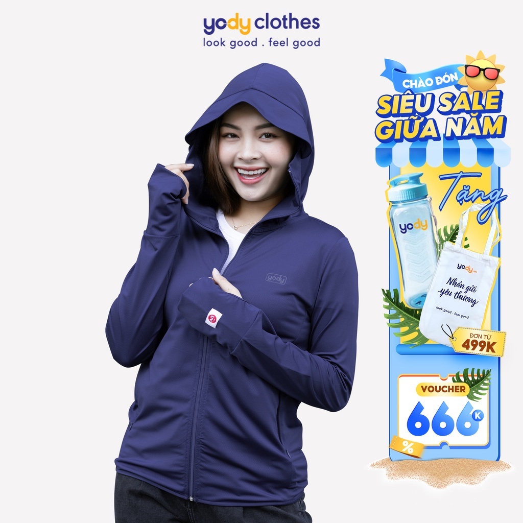 Áo chống nắng nữ YODY chất liệu cotton điều hòa, cản tia UV thoáng mát mềm mại ACN5010