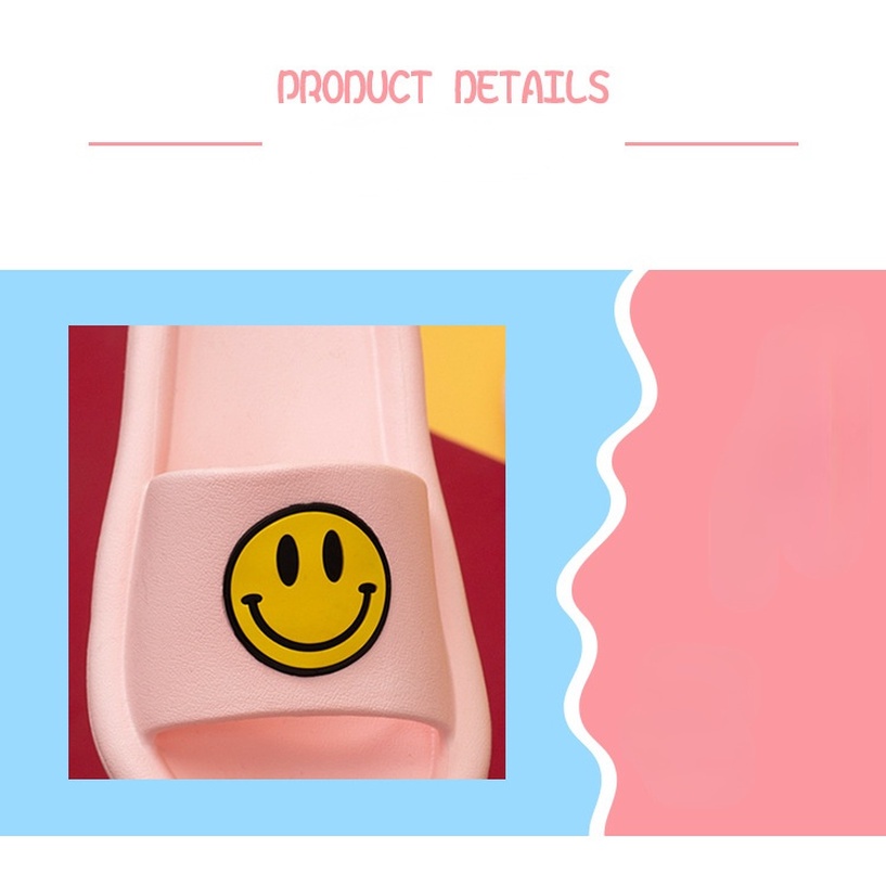 Dép Đi Trong Nhà Đế Mềm Chống Trượt Họa Tiết Mặt Cười Xinh Xắn