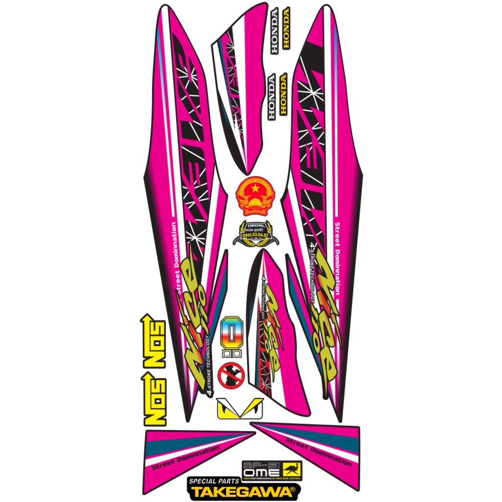 Tem xe wave  Chế NICE 6 Phối Màu