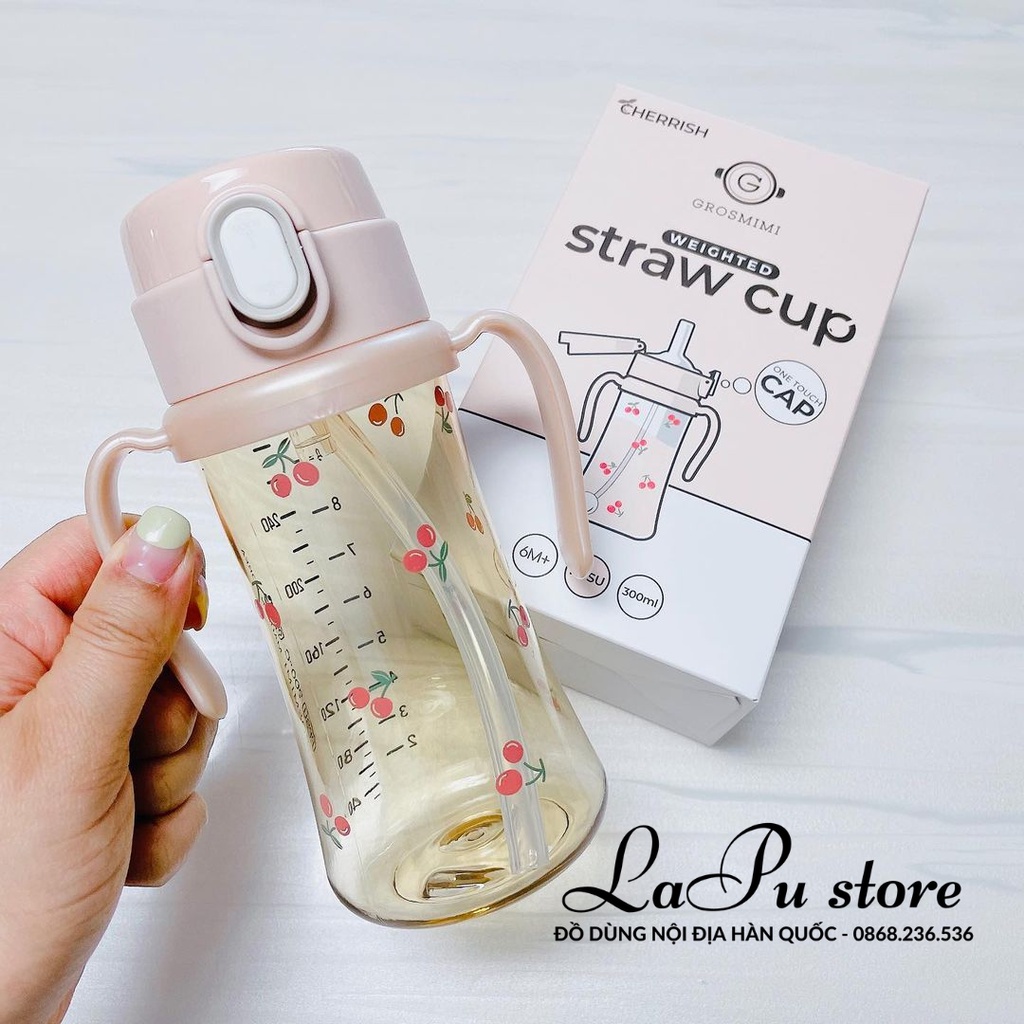 Tay cầm Grosmimi bộ cổ nắp các màu chính hãng nội địa Hàn - tách bình