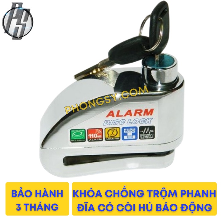 Ổ khóa đĩa xe máy chống trộm có còi hú báo động bảo hành 6 tháng