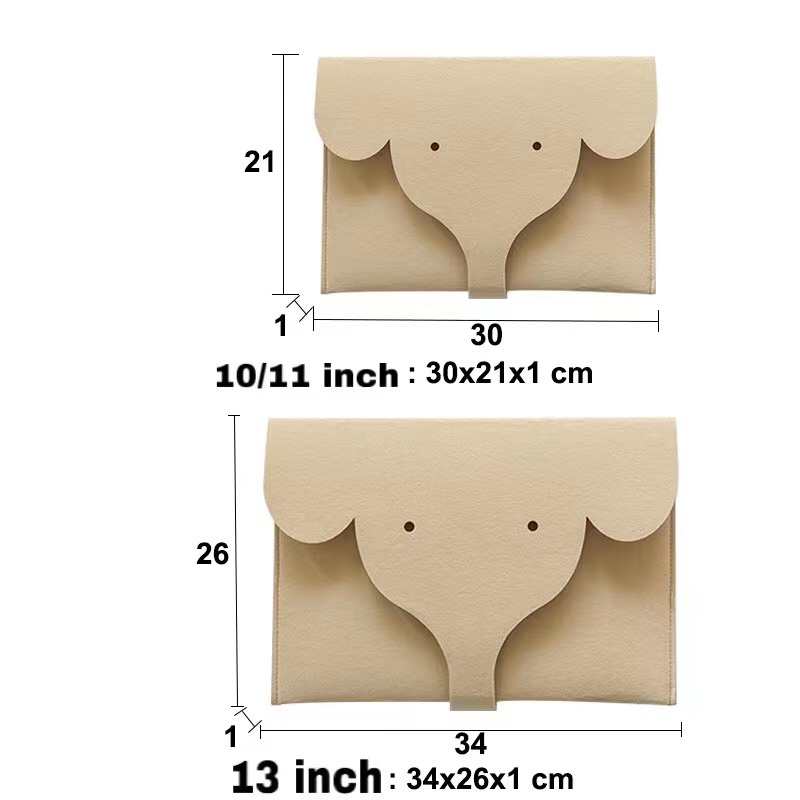 Túi Đựng Laptop/Máy Tính Bảng Bằng Len Nỉ Hình Voi Sáng Tạo Phong Cách Hàn Quốc Kích Thước 10 11 13 inch