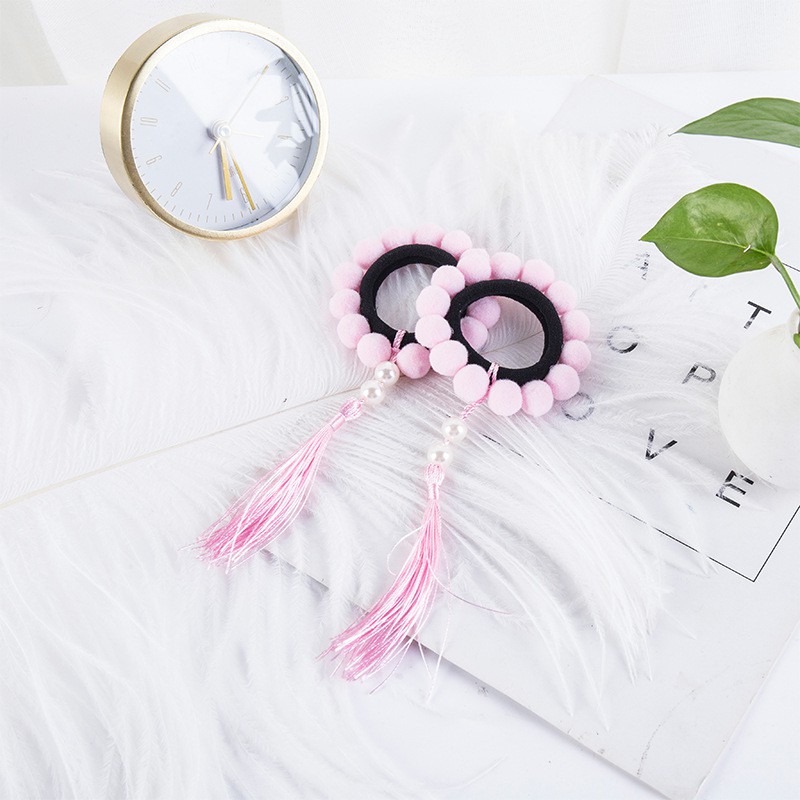 [Hot] Vòng cài tóc, cột tóc chấm bi tua rua, phụ kiện cài tóc công chúa dễ thương 214PKTTB