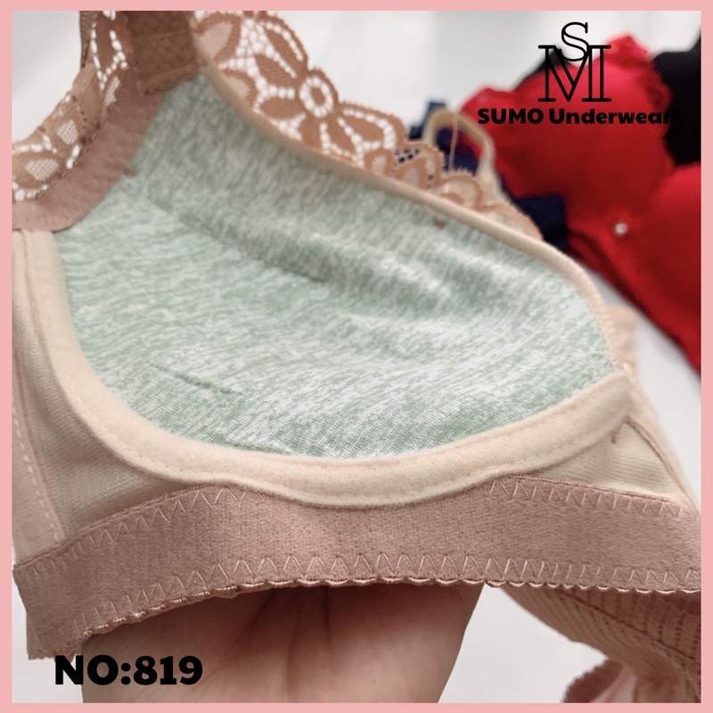 Áo lót ren hoa mút đệm 3cm siêu mềm mại, không gọng, thiết kế ôm đẩy ngực. SUMO 819. KÈM ẢNH VÀ VIDEO THẬT