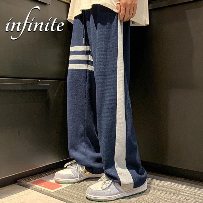 Quần Dài Ống Rộng Họa Tiết Kẻ Sọc Thời Trang Đường Phố Cá Tính Cho Nam