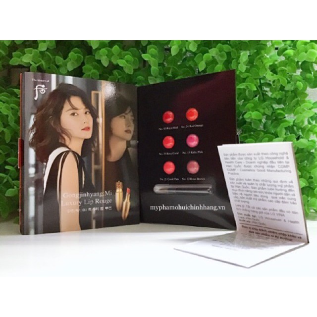 Thanh lí bảng 6 màu son lì dưỡng Whoo Mi Lip Rouge siêu đẹp kèm cọ 13 15 21 24 25 45 / mỹ phẩm Ohui công ty chính hãng