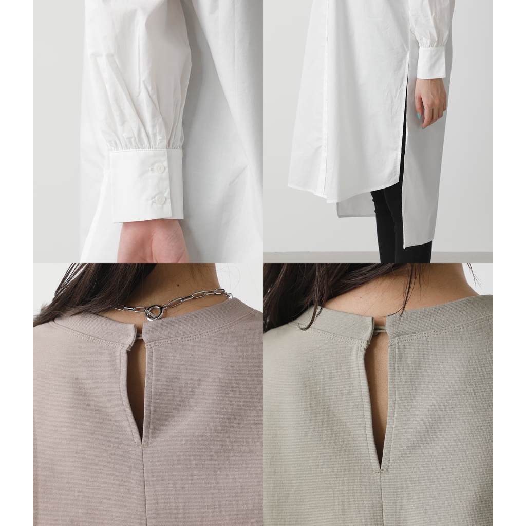 Áo đầm sơ mi dáng dài tay xẻ tà phối vest Azul by Moussy 250ESZ30-370C