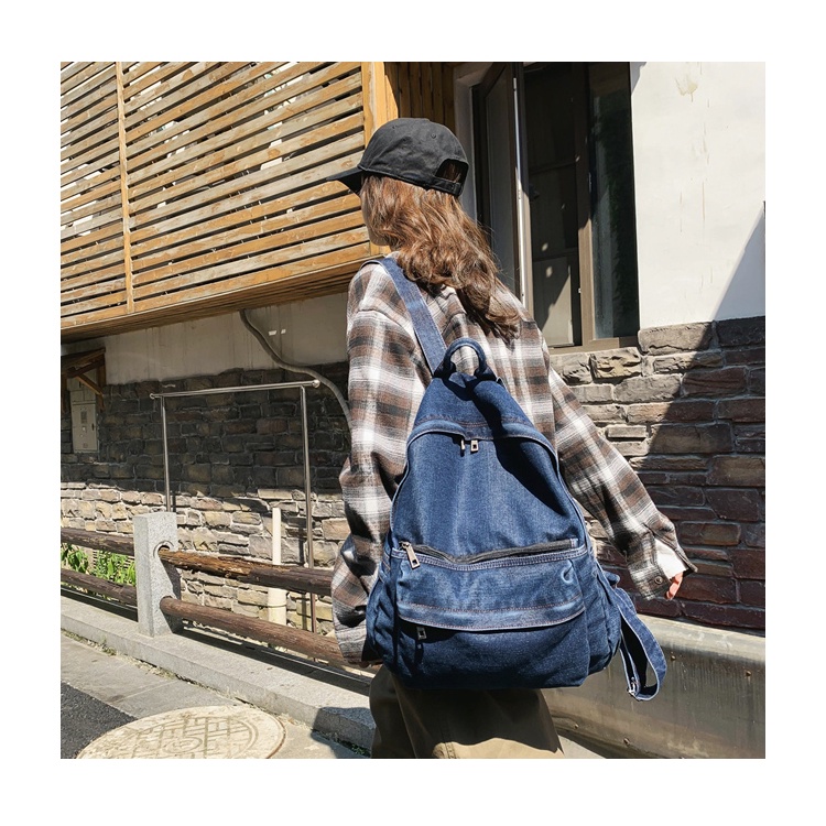 Balo denim/ balo vải bò hàng loại 1 dày dặn kiểu dánng basic rọng rãi phong cách retro phù hợp cho nam và nữ