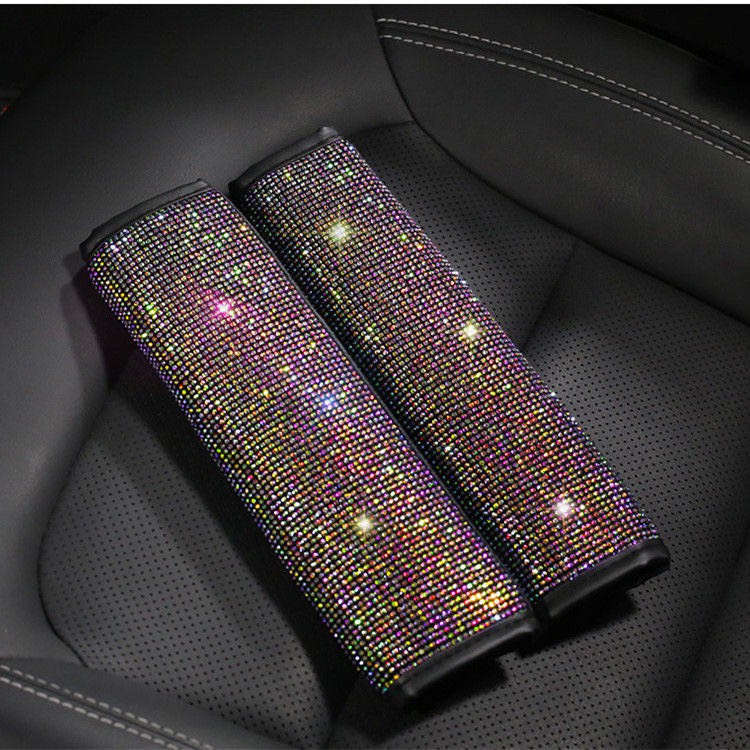 【Ready Stock】 Car Bling Diamonds Handbrake Cover Gear Cover Seatbelt Cover Shoulder Pads Headrest Pillows YrX0