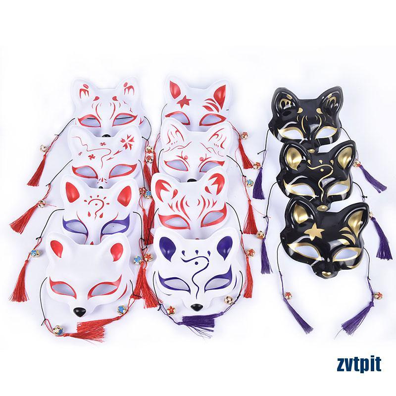 [ZPI] Japanese Halloween Cosplay Fox Party Half Face Hand Painted Kitsune SI