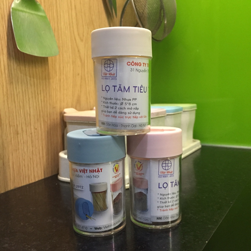 Lọ tăm nhựa Việt Nhật 2972, lọ đựng tăm, đựng hạt tiêu đa năng, tiện dụng