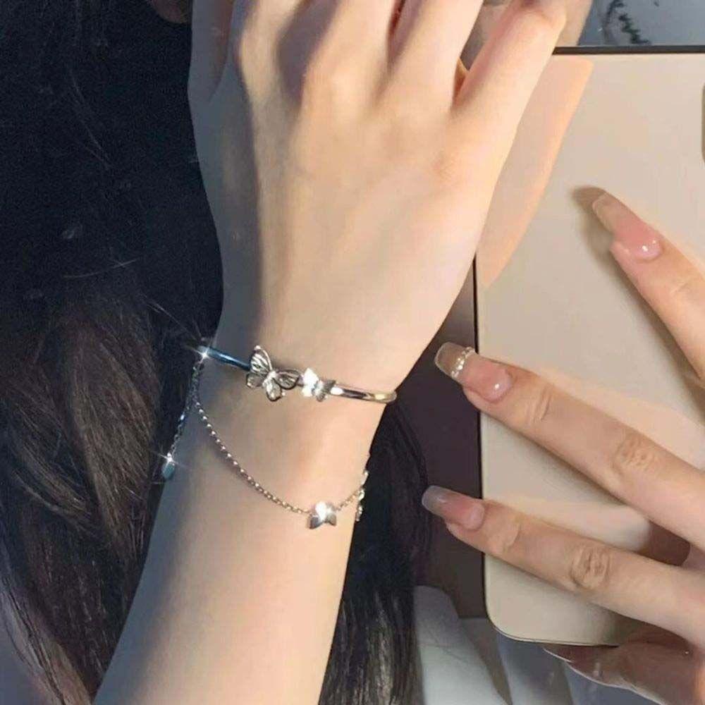 Vòng Tay VANES1 Hai Lớp Mặt Hình Bướm Thời Trang Cổ Điển Cho Nữ