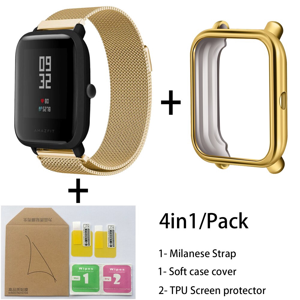 Dây đeo đồng hồ từ tính kèm ốp + film dành cho for Xiaomi Huami Amazfit Bip Lite Youth 1S