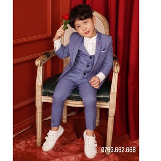 Bộ vest trẻ em cao cấp hàng VNXK - Tặng kèm nơ - Màu Xanh Nhạt