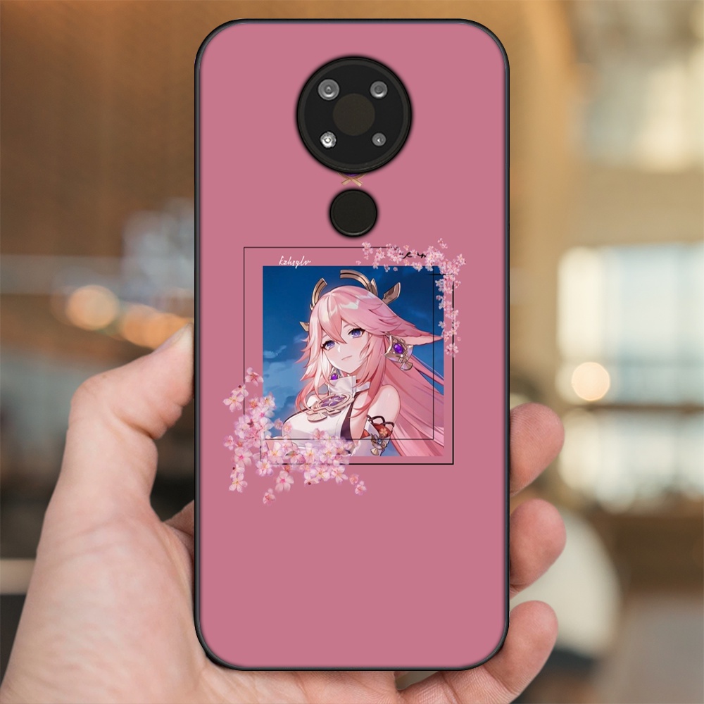 Ốp lưng Nokia 3.4 viền đen in hình Yae Miko Genshin Impact