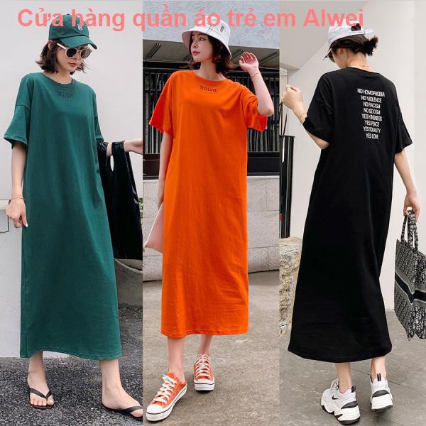 quần bộThời trang bà bầu quần áo mùa hè plus size blouse phiên bản hàn quốc thun cotton dài tay ngắn qua đầu gối