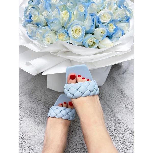 Guốc zara quai dây đan đế 6cm