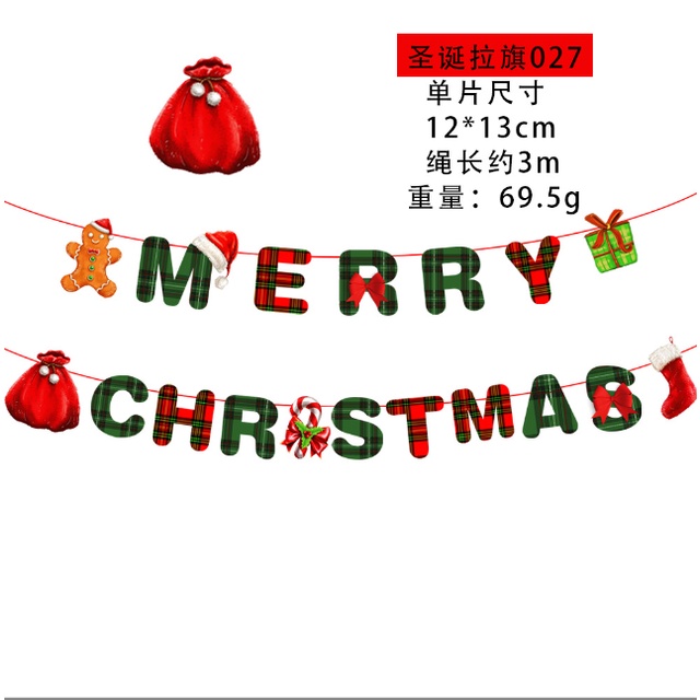 Dây cờ treo Giáng Sinh Ông Già Noel Merry Chiristmas