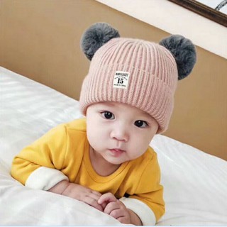 Mũ len trùm đầu trang trí tai thú đáng yêu cho bé