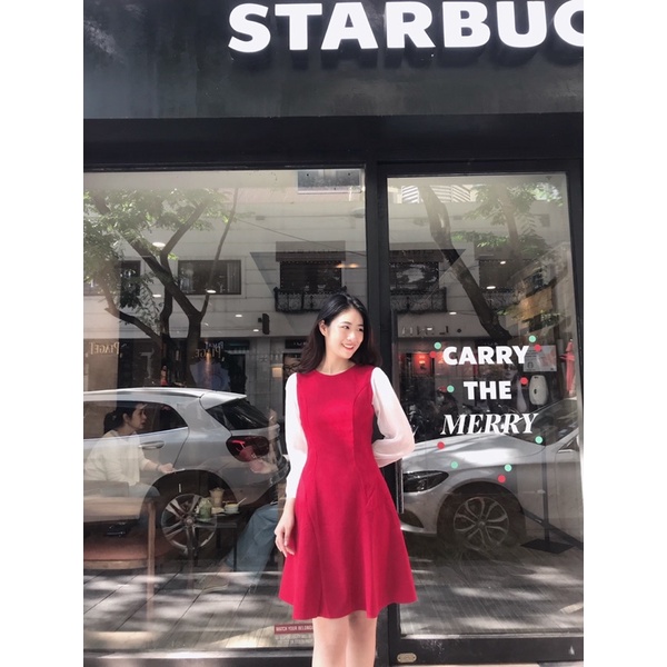  Váy Thiết Kế Nhung Mỏng Tay Voan - G022 | BigBuy360 - bigbuy360.vn