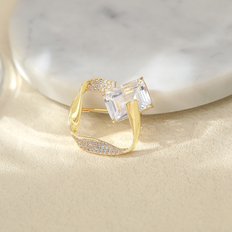 Ghim Cài Áo Đính Đá Zircon Lấp Lánh Thời Trang Hàn Quốc Cho Nữ