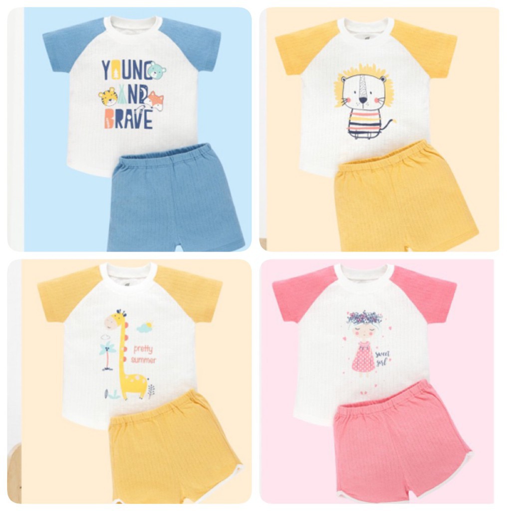 Lullaby- Bộ cộc tay raglan bé trai NH624P- Vải thở POINTELLE (6M-3Y)