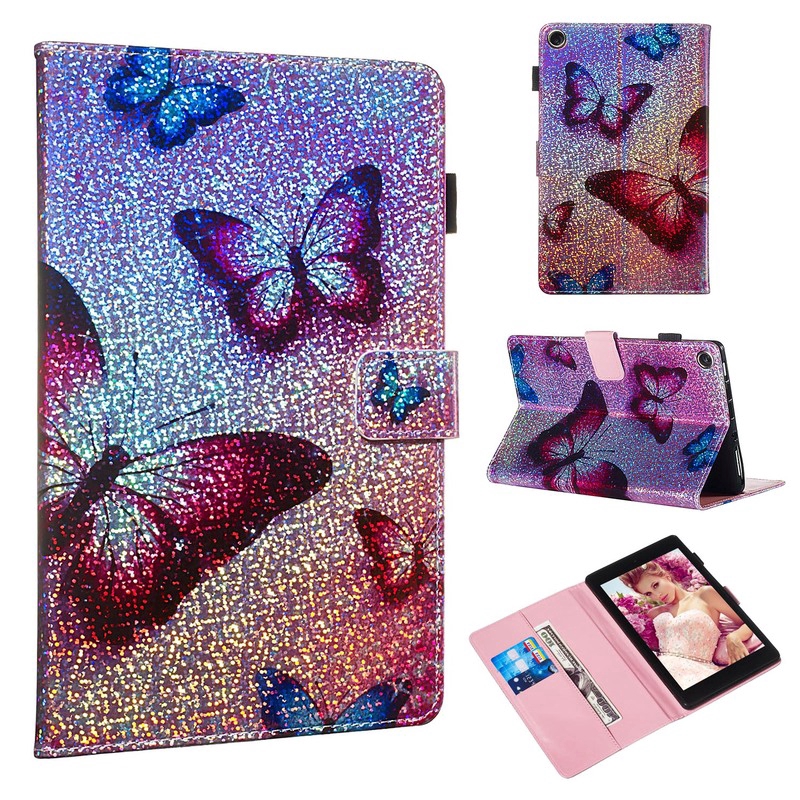 For Amazon All-New Fire HD 8 2018 2017 2016 8.0" Luxury Glitter Cartoon PU Leather Wallet Flip Stand Tablet Case