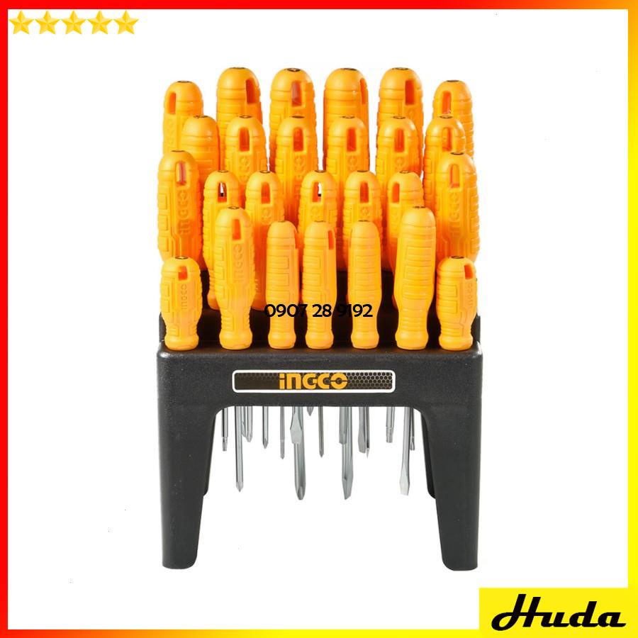 Bộ 26 tua vít dẹp, bake, sao, vuông cán tròn đa năng tiện dụng Total Ingco 1234