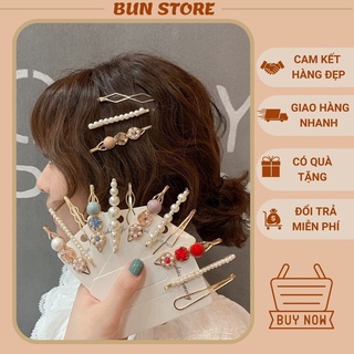Kẹp tóc mái đính đá nữ xinh đẹp cute dễ thương hàn quốc hotrend cài tóc ngọc trai đính hạt đá pha lê