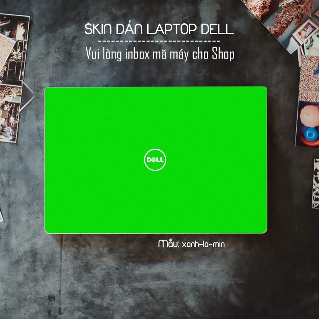 Skin dán Laptop Dell màu Chrome xanh lá mịn (inbox mã máy cho Shop)