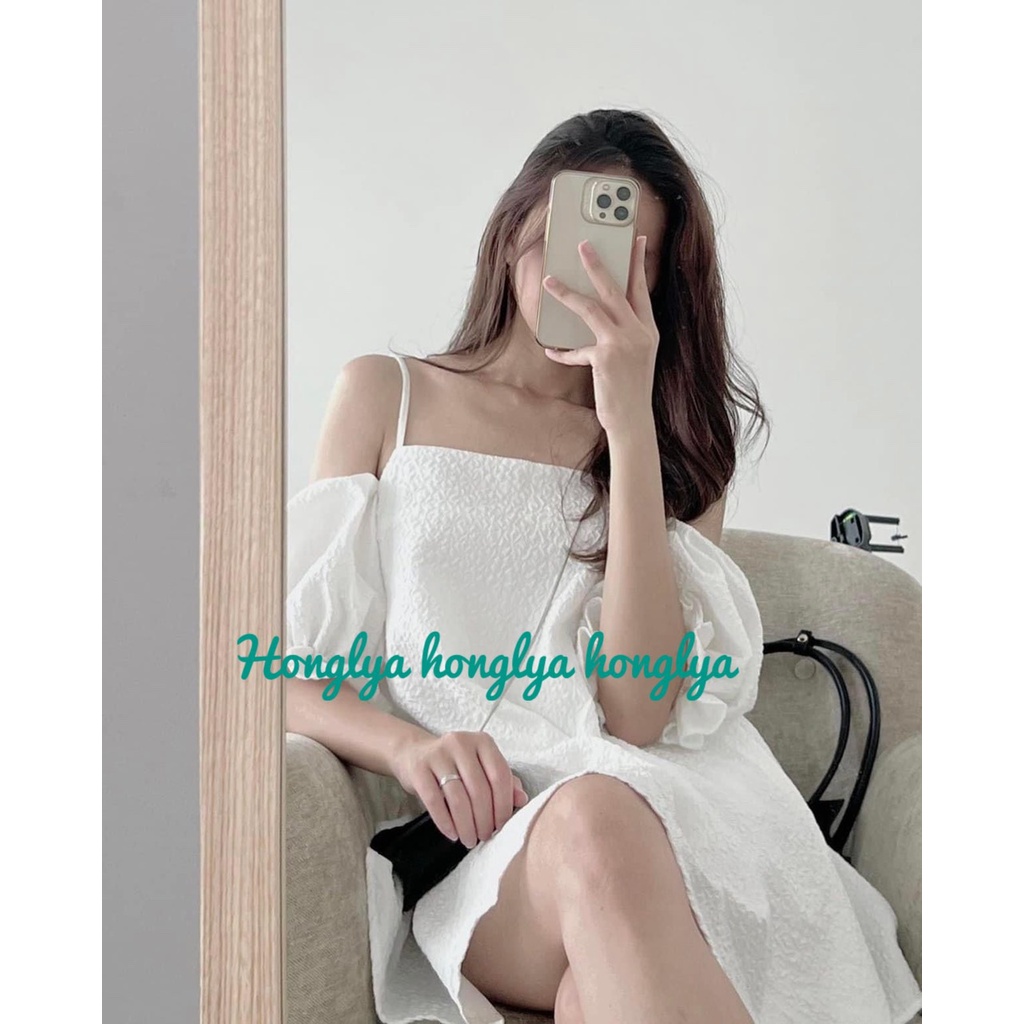 Đầm tiểu thư hai dây phần trễ vai có thể tháo rời